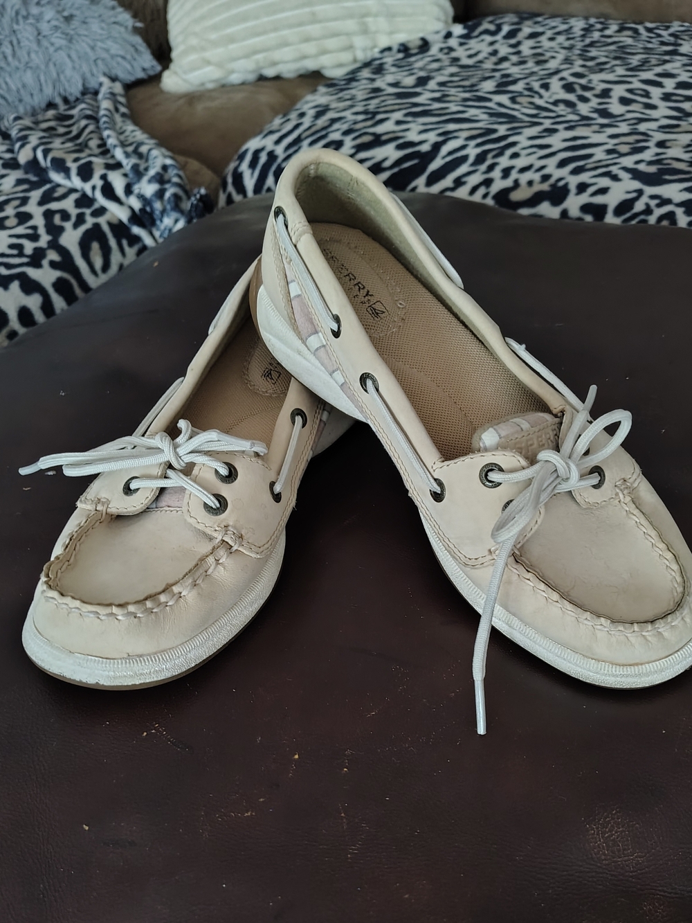 Sperry Beige/Tan Classic Boat Shoes - Lace-Front Flats